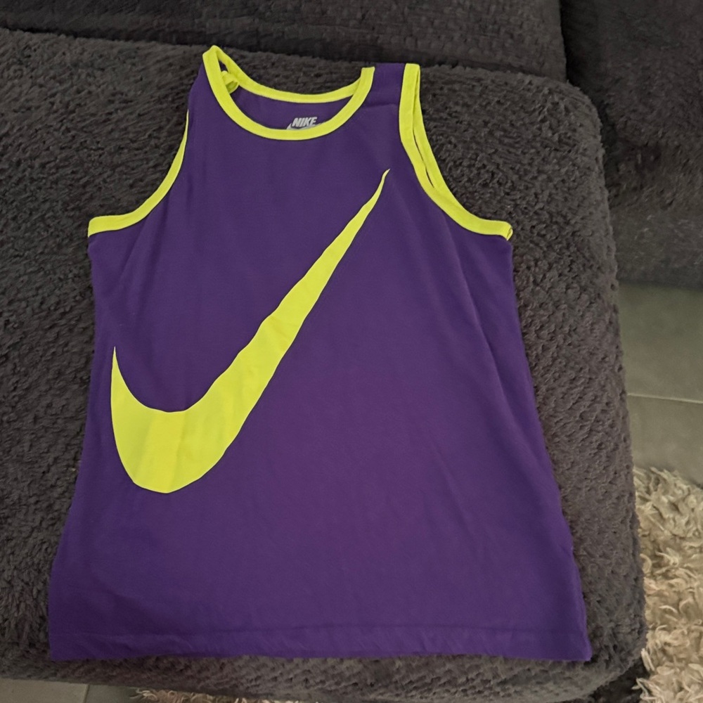 Nike Kids Tank Top in Purple with Yellow Swoosh